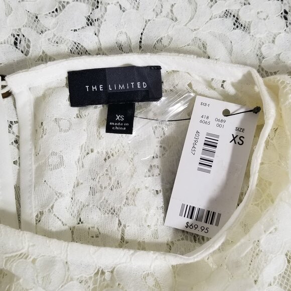 Limited Sheer Lace Blouse Chantilly Womens Top Scalloped Sz XS Floral Ivory NWT - Picture 6 of 8